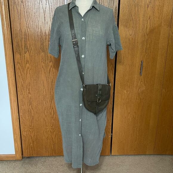 Wearables Sage Green Long Shirt Dress Size S - Picture 1 of 4